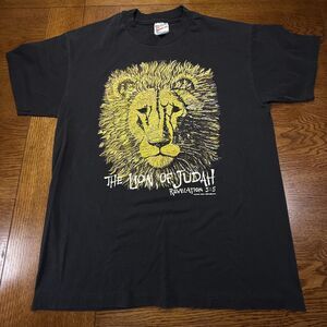 Vintage 90s Single Stitch The Lion Of Judah Christian T-Shirt Large